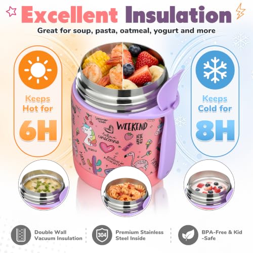 Image of 10oz Soup Thermo for Hot Food Kids,Lunch Thermo Kids Food Jar with Spoon