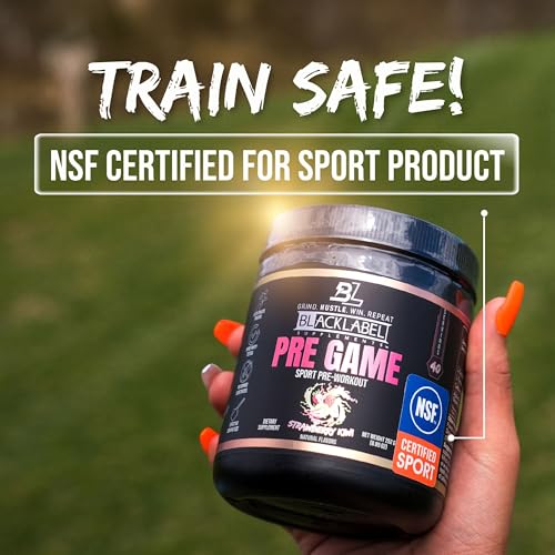 Image of Blacklabel PRE-Game NSF Certified for Sport Pre-Workout (Strawberry Kiwi) | Customizable 150mg Caffeine for Energy and Focus, Low-Stimulant Pre Workout for Men and Women, 40 Servings