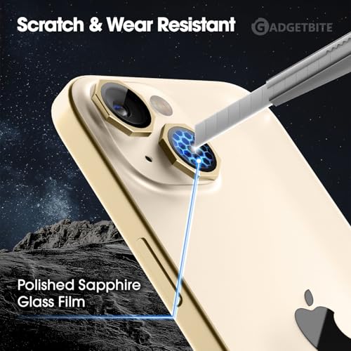 Image of GadgetBite Snaptra Octagon Lens Protector Compatible With iPhone 13 & iPhone 13 Mini - 9H Tempered Glass Camera Cover with Metal Ring, Scratch-Resistant,Camera Lens Protection - Gold