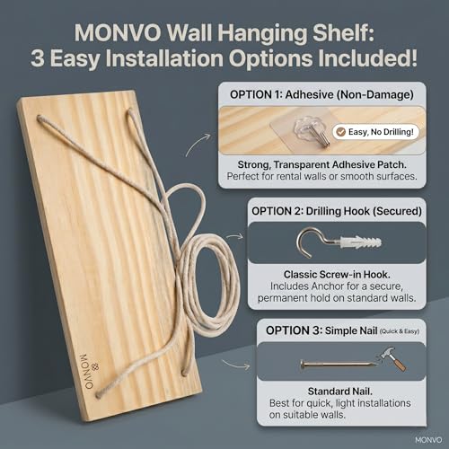 Image of No-Drill Wall Hanging Shelf | Elegant Boho Wall Decor for Plants and Home Decoration, Living Room, Bedroom & Balcony | Handwoven Art Piece