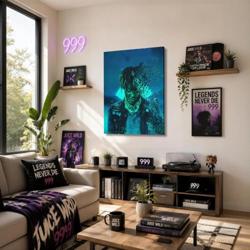 Image of Juice WRLD Canvas Wall Art, Rapper Collage Poster Print, Hip Hop Music Artwork for Bedroom Studio Gaming Room Decor, Vibrant Album Cover Picture Print Framed Music Wall Painting 11X14 inch