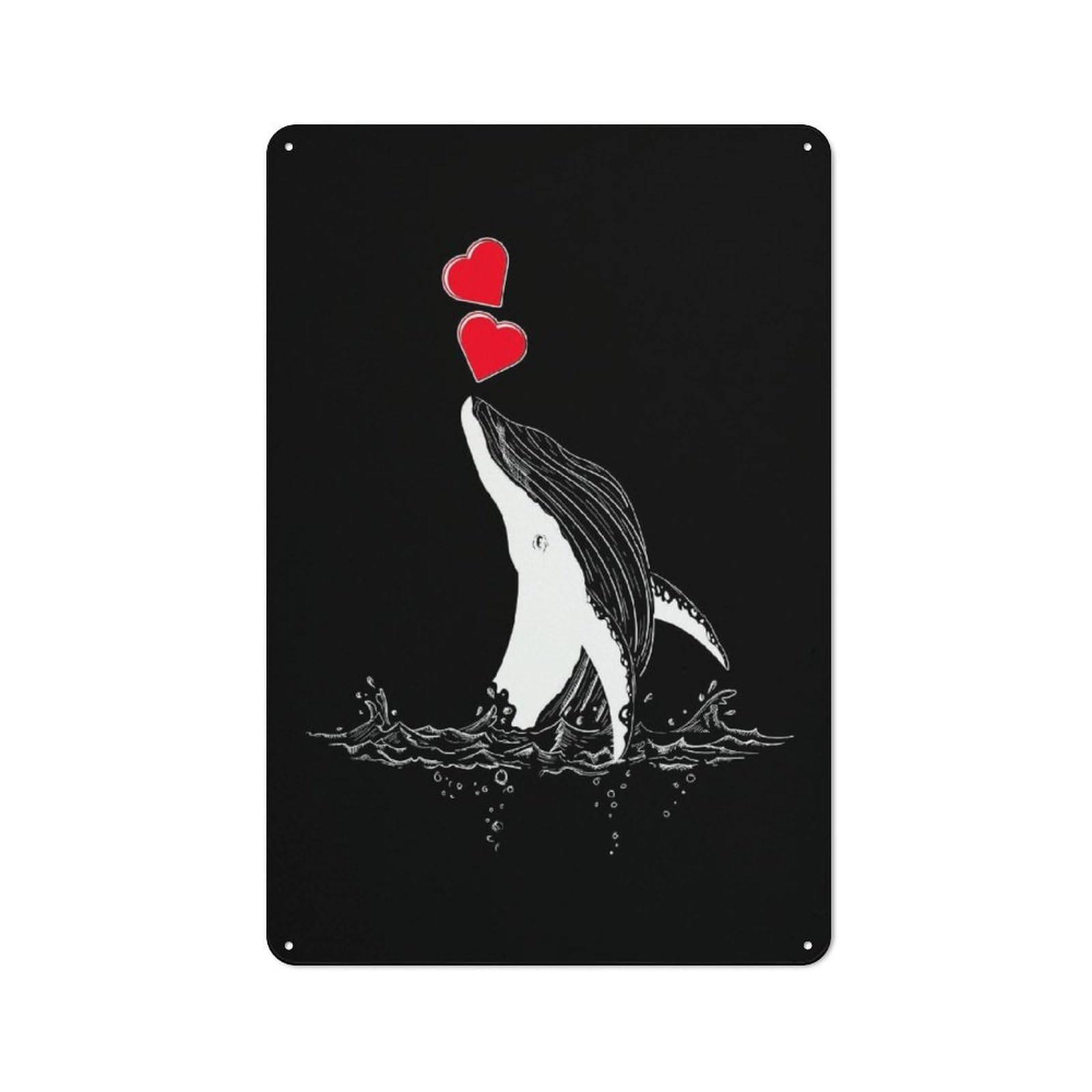 Junmoney Protect Whale Love Sea Tin Wall Plaque 30X20cm With For Pub Or Café, For Hospitality Wall Decor Collectors