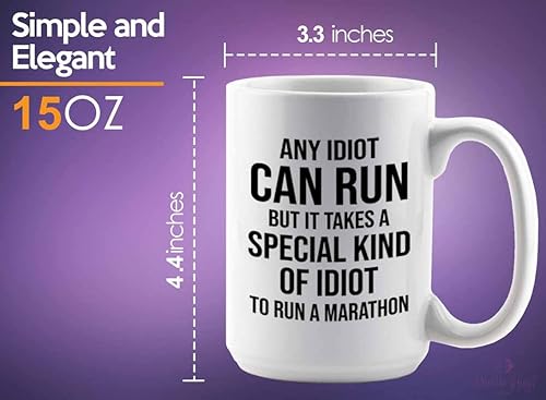 Miniatura 5 de Runner - Taza de café de 15 onzas, color blanco, maratón idiota, entrenamiento de atleta, entrenamiento de maratonista, entrenador de ciclismo