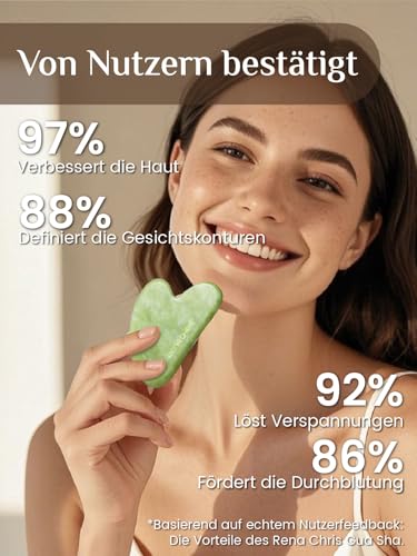 Rena Chris Jade Gua Sha Stein, Guasha Stein für eine definierte Kieferlinie, gegen Gesichtsschwellungen, Hautpflege-Geschenk – Mintgrün 4