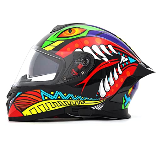 Casque de moto intégral ECE homologué avec double visière pour adultes