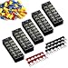 (46pcs) 5 Sets Terminal Block - 5pcs 6 Positions 600V 25A Dual Row Screw Terminals Strip with Cover+5pcs Pre-Insulated Barrier Jumper Strips Black & Red + 36pcs Spade Fork Wire Connectors by MILAPEAK