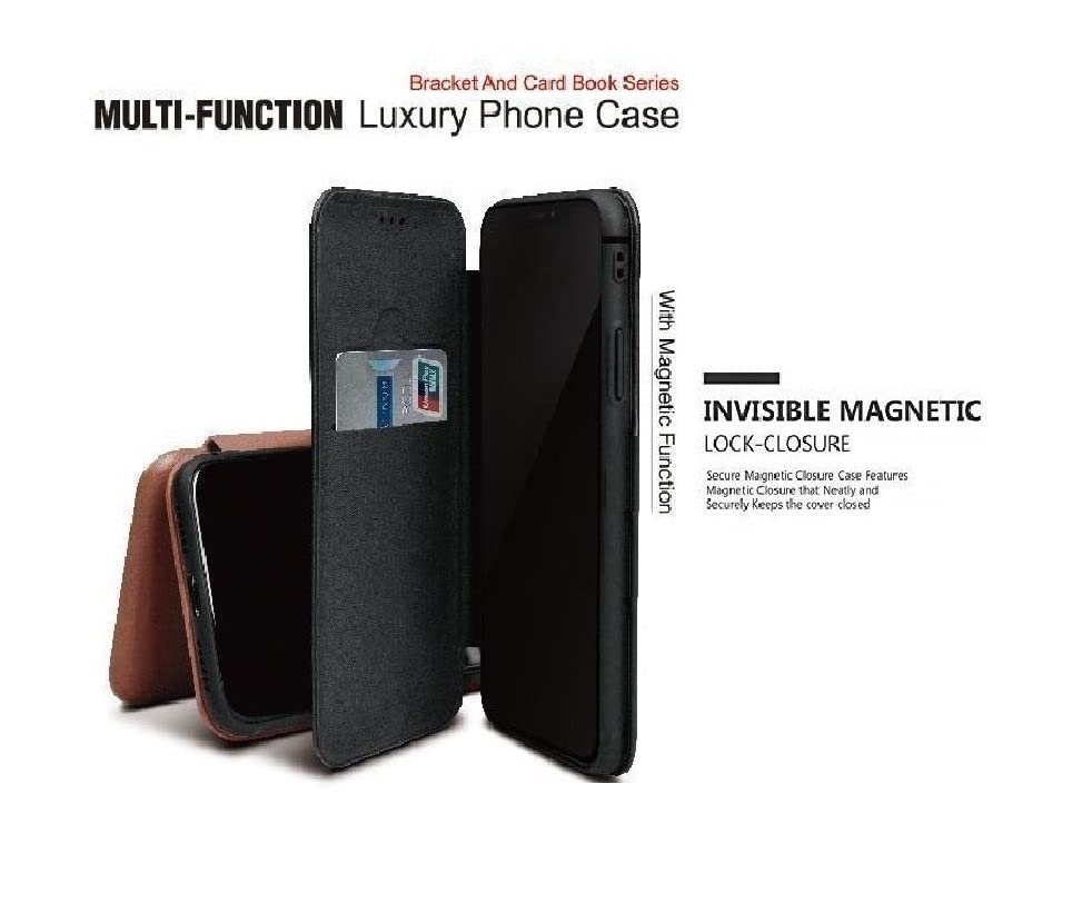 Image of WHITBULL Royal Leather Magnetic Flip case Compatible with OnePlus 7T / One Plus 7T Brown