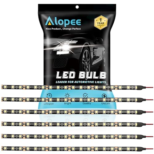 ALOPEE - Lot de 6 30CM 11.8' Blanc 5050 18SMD LED DC 12V Bande étanche sous la Caisse pour Motos Bateau Atmosphère Décoration Lumière Bande Flexible Connectable
