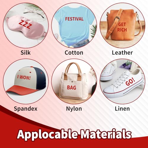 Image of 10 Sheets 440 Pieces Iron on Letters for Clothing, 2 Inch Heat Transfer Letters, Red Iron on Vinyl Letters with A-Z PU Alphabets Sticker for Fabric, Jersey T-Shirt Printing DIY Craft