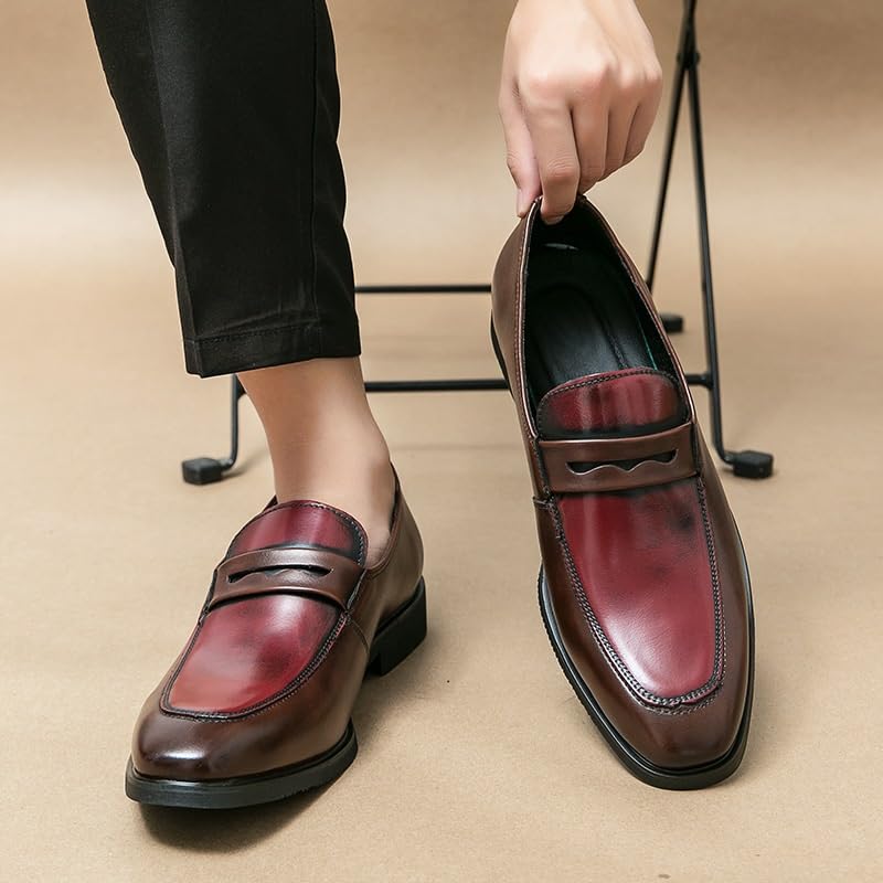 Men's Leather Loafers Pointed Shoes Casual Men Low-heel Shoes2