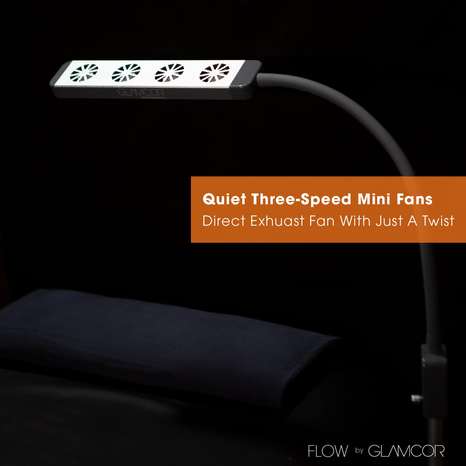 FLOW | Ventilador de escape de tres velocidades y soplador manos libres, flexible, portátil y silencioso, para pedicura, manicura, extensiones de pestañas y técnico de uñas 3