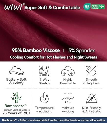 Image of WiWi Womens Pajamas Set Bamboo Viscose Super Soft Short Sleeve Top Ruffle Shorts Sleepwear Cooling Pj Sets S-XXL
