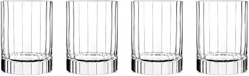 Luigi Bormioli Bach Double Old-Fashioned Glass, 11.25 Oz - Clear, Set of 4 | Durable Lead-Free Crystal Glasses for Whiskey, Cocktails, Spirits & Home Bar Use, Titanium Reinforced Design, Dishwasher Safe