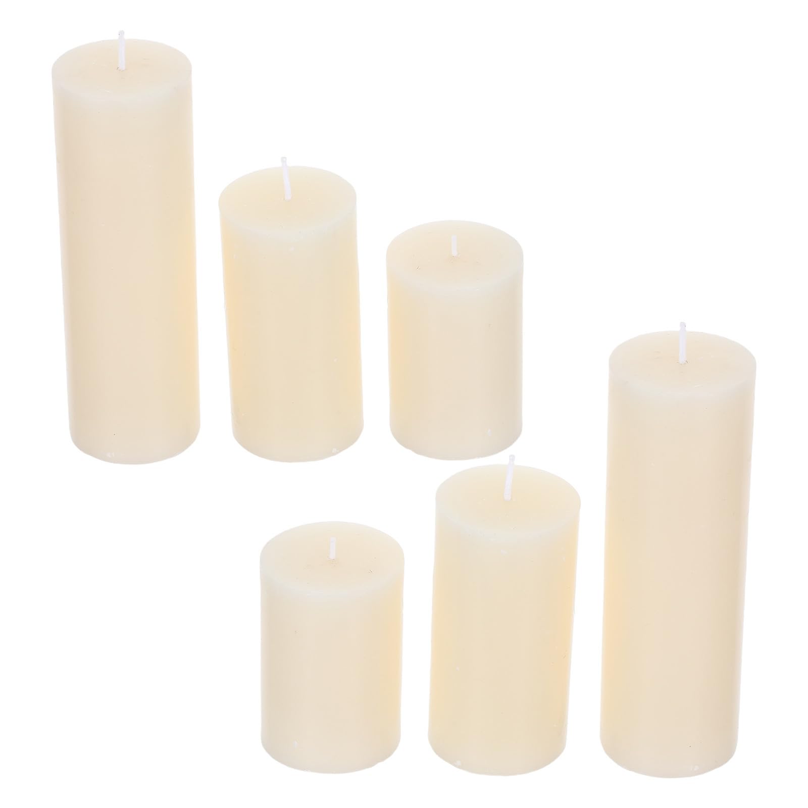 6 Piezas Velas Cilíndricas Color Marfil sin Perfume para Iluminación de Unidades para Ambientación de Invierno y Navidad