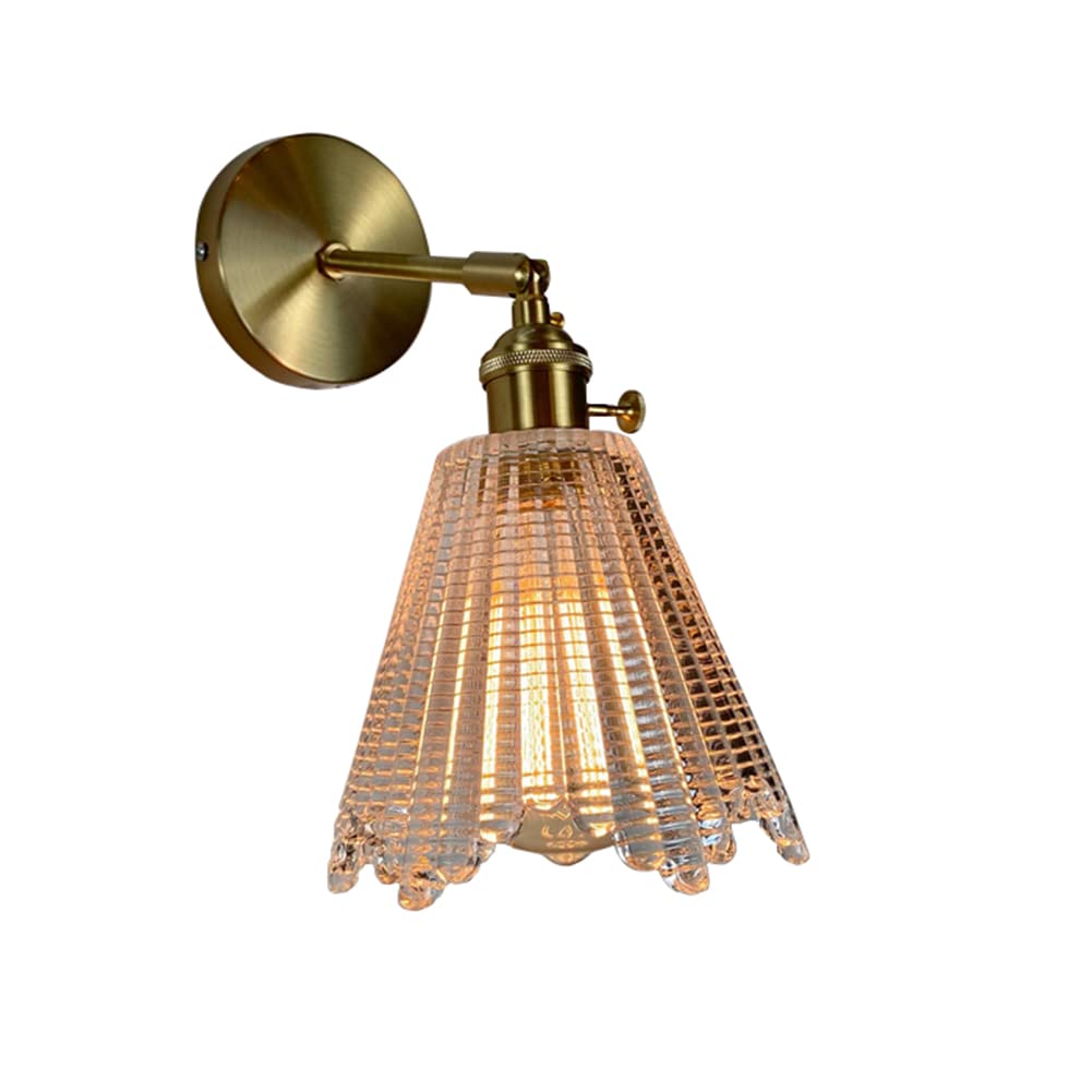 HPTHLY Nordic Brass Wall Light Fixtures E27 Creative Glass Lamp Shade Morden Wall Sconces Lighting With Adjustable Arm Rustic Wall Lamps For Bedroom Living R