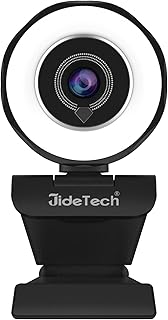 JideTech Webcam with Microphone, 4MP FHD 30fps USB Streaming Ring Light Webcam with Tripod, Computer Camera Plug and Play Facecam for Windows/Mac (2K) product image