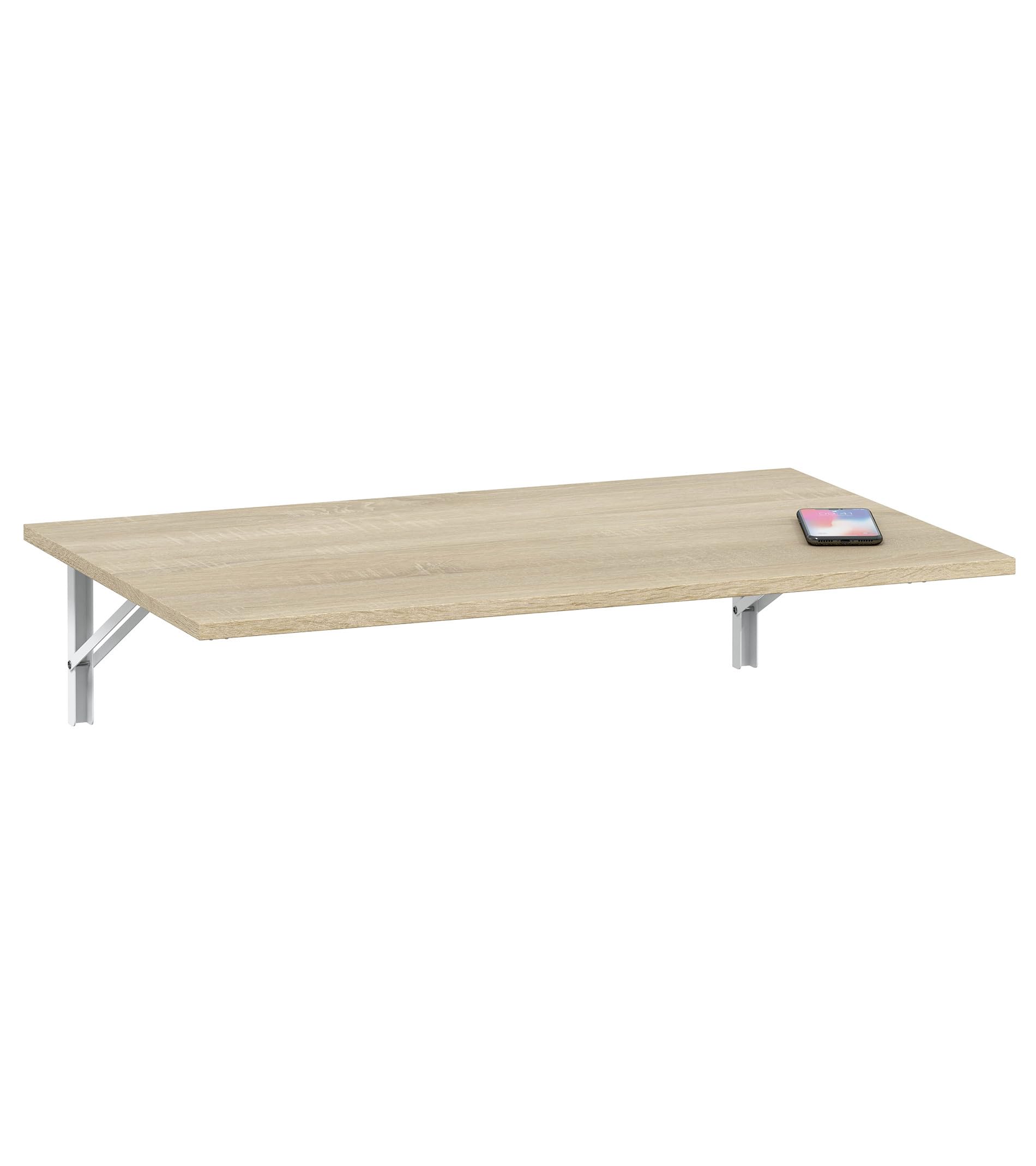 Mesa Plegable Plex 78x50 cm – Mesa de Pared Abatible en Melamina con Soportes Metálicos, Diseño Compacto para Cocina, Estudio o Espacios Reducidos Color Roble Canadian