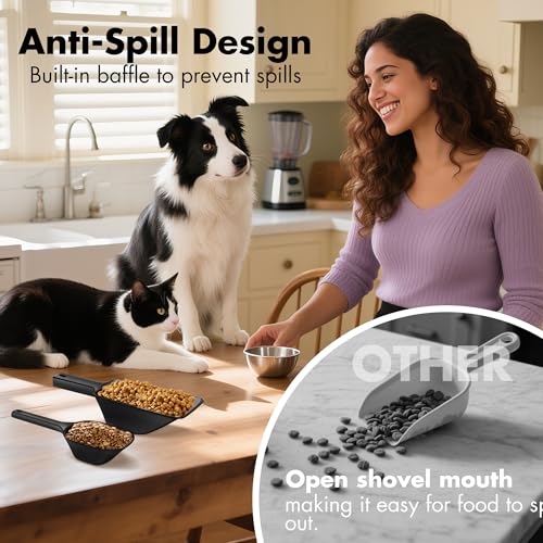 Image of Food Scoop 2 PACK,2 Cup Capacity Dog Food Scoop With Measuring Lines For Dog, Puppy and Cat Coffee Bean Flour Scoop (Small & Large Black)