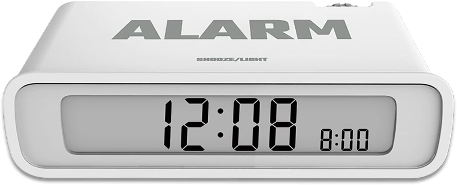 BALDR Digital Alarm Clock Reversible LCD Display Flip On/Off Travel Clock Battery