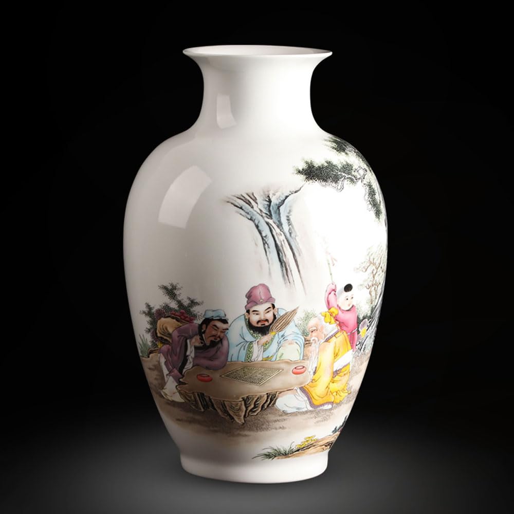 asdchZen Chinoiserie Jingdezhen Ceramic Vases, Hand-Painted Pastel Vases By Famous Artists, Living Room Centerpieces, Collections, Gifts.