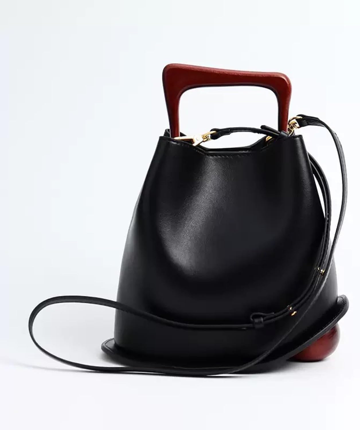 Women's Genuine Leather Personalized Bucket Handbag Bag, Homeless Retro Single-shoulder Crossbody Bag, Classic Chinese Style - Image 4