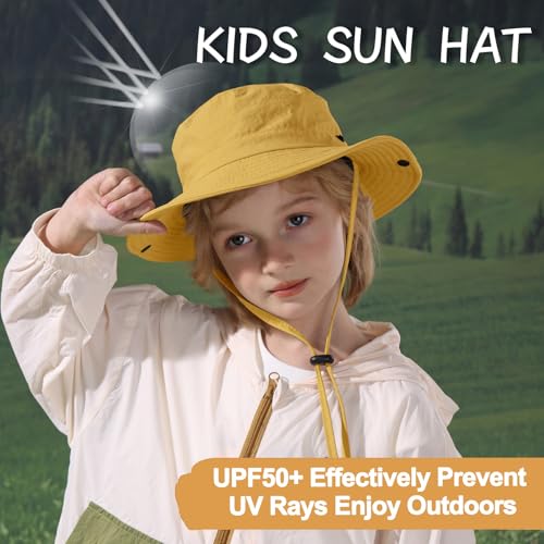 Image of Outdoor Kids Sun Hat UPF 50+ Quick Dry Foldable Bucket Hat Lightweight Adjustable Fishing Safari Hat for Girls and Boys