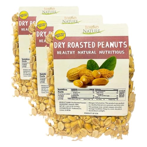 Image of Beyond Nature Dry Roasted Peanuts - Unsalted 2 Pound (32 oz) Vacuum Sealed Non GMO, No Oil & No Salt, Low Carb, Keto Friendly & Vegan Snack (Pack of 3)