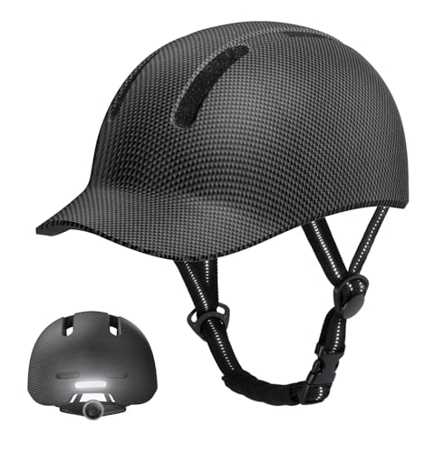 KINGLEAD Fahrradhelm,Urban Commuter Helm,Stylischer Fahrrad Helm Herren und Damen für Radfahren Trekking City Roller Herren Verstellbarer (Carbon Fiber, XL【58-62cm】)