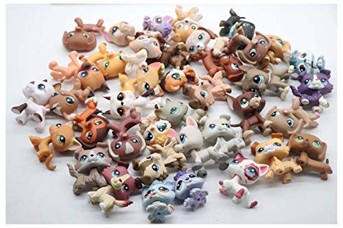 (Ship from USA) WOLFGIRL LPS Lot Random 5 PC Pets LPS Collie Husky Great Dane Dachshund Cocker Spaniel Shorthair Cat with Random 12 PC LPS Accessories Lot Kids Xmas Gift Set