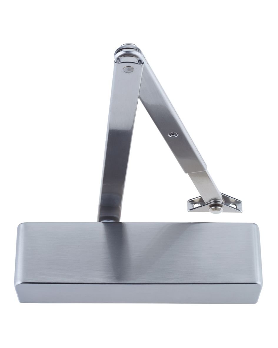 ZDC0024 Size 2-4 Door Closer C/W Back Check & Delayed Action - Silver Flat Arm and Body (P.A Bracket Inc) Silver Semi Radiused Cover - Available in 4 Finishes (Satin Nickel)