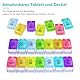 MOLN HYMY Medikamentenbox 7 Tage 2 Fächer, Pillendose Morgens Abends, Große Kapazität, BPA-frei, 14 Fächer, Druckknopf (Regenbogen)
