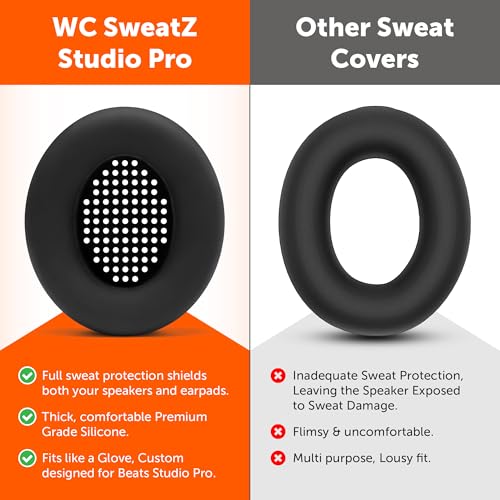 Image of WC SweatZ Studio Pro - Patented Silicone Earpad Covers for Beats Studio Pro | Made by Wicked Cushions | Sweatproof & Easily Washable | Black
