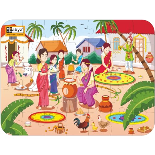 Image of ABYZ Wooden Jigsaw PONGAL Puzzles 35pcs for Kids of Age 4-6 Years