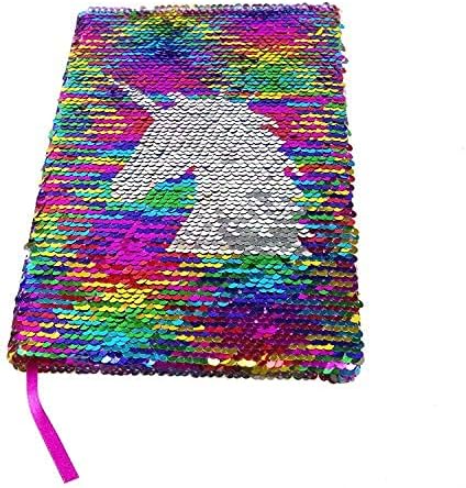 ZyduzscAC Poitemsic Girls Sequin Notebook Rainbow To Silver Reverse Sequins Journal For Children Diaries School Supplies Toy