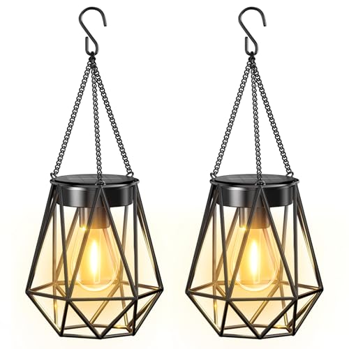 KOOPER 2 Pack Hanging Solar Lanterns Outdoor...