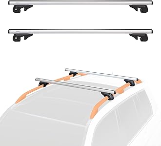 Amazon Basics Cross Rail Roof Rack, 132 cm, Fits up to 117 cm Spans between Raised Side Rails with Gap, Pack of 2, Black/Silver