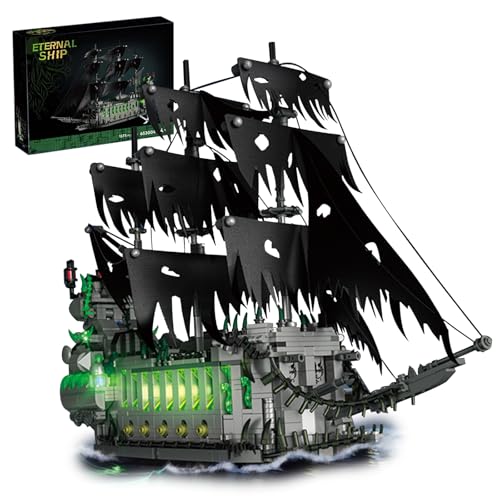 Hallisun Juego Bloques construcción Barco Pirata en Miniatura, Modelo Barco Flying Dutchman, Regalo cumpleaños y Navidad, colección decoración para Adultos, niños y niñas Mayores 14 años, 1573 Piezas