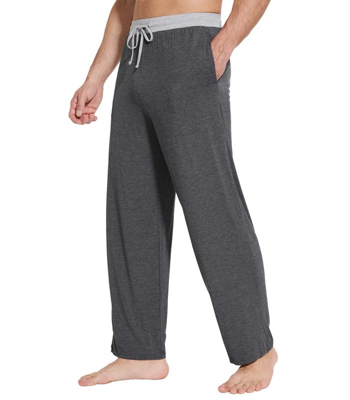WiWi Viscose from Bamboo Mens Pajama Pants Soft Lounge Bottoms Sweatpants Sleep Pant Drawstring with Pockets S-XXL