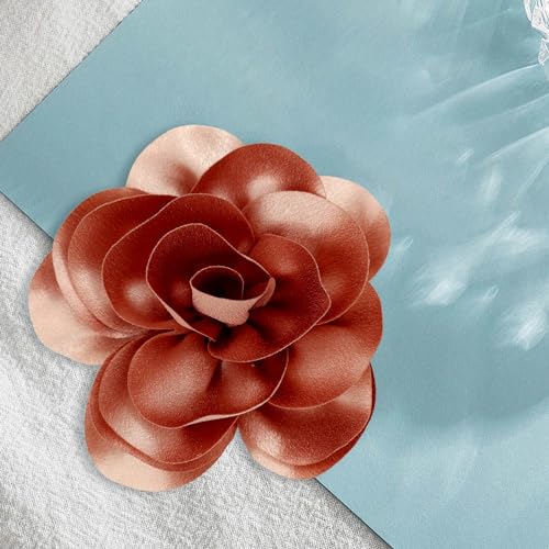 Image of Dainty Satin Fabric Flower Brooches for Women Large Rose Floral Brooch for Party Dance Wedding Banquet Elegant Camellia Fashion Brooch Pin for Women Girl 5.5inch