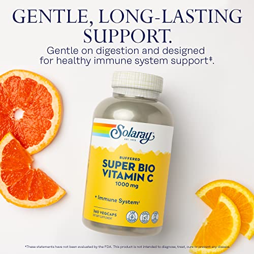SOLARAY Super Bio Buffered Vitamin C 1000mg, Two-Stage, Timed Release Vitamin C with Bioflavonoids, Immune Support Supplement - High Absorption, Vegan, 60 Day Guarantee, 180 Servings, 360 VegCaps 180 - Image 4