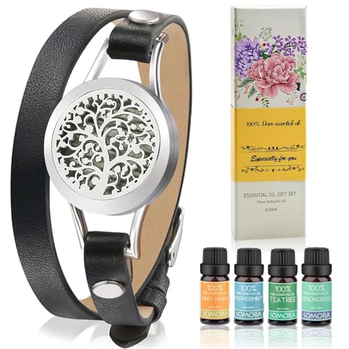 SOMORA Unique Gifts for Women - Mothers Day Mom Gifts, Aromatherapy Diffuser Bracelet Gift Set, Xmas Gifts Birthday Gifts for Women, Mom, Best Friend, Sister, Wife, Black