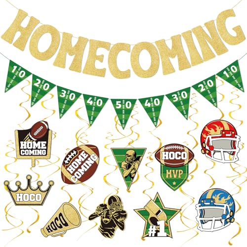 Watersay 32 Pcs Homecoming Banner Decorations for 2026 Football Party Decor Football Hoco Swirls Home Hanging Kit Homecoming Mum Back to School University College Party Supplies Welcome