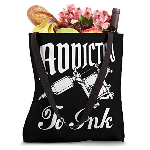 Addicted To Ink Tattooing Lover Tattoo Artist Gun Pen Design Tote Bag - Thumbnail 3