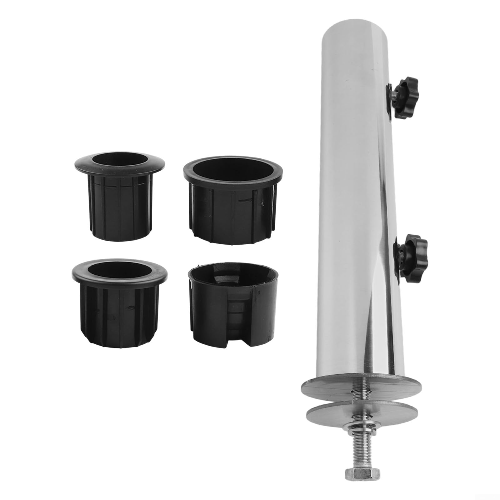 Base de sombrilla de acero inoxidable resistente, soporte de montaje de 30 cm con agujero de tornillo, soporte duradero para patio, jardín, playa, soporte estable y resistente a la intemperie