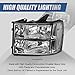 Auto Dynasty Headlights Assembly Compatible with 2007-2014 GMC Sierra 1500 2500HD 3500HD, Driver and Passenger Side Halogen Headlamps Replacement, Chrome Housing Clear Reflector