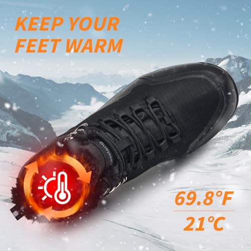 Men's Waterproof Snow Boots Insulated Winter Boots with Non Slip Rubber Sole FurLined Warmth for Hiking Shoveling Work And Daily Commute - Image 4