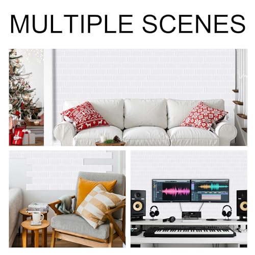 Image of WoveN SounD Brick Acoustic Panels, White, 8 Pack, 16x12 in | Self-Adhesive, Peel and Stick, NRC 0.95, Seamless Brick, Refined Sound, Home, Studio, Office, Theater
