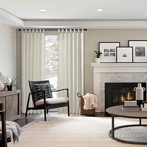Linen Textured Heavy Curtains 84 Inch Length Set Of 2 Farmhouse Window Treatments Drapes For Bedroom Living Room Light Filtering Privacy Added With Tab Top, Grayish Beige Burlap, 52 By 84 In #TOP4