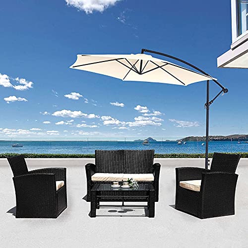 Qdy -Offset Hanging Patio Umbrella, Outdoor Market Umbrellas, 10Ft Large Cantilever Umbrella With 8 Ribs Crank For Backyard, Lawn And Garden, Base Not Include,2 White #TOP7