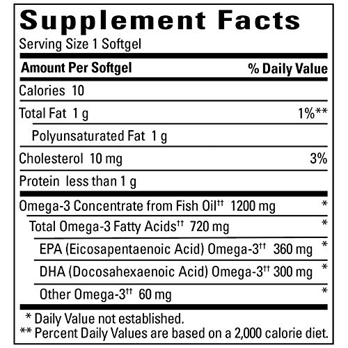 Image of Nature Made Burp-Less Fish Oil 1200 mg One Per Day, 120 Softgels, Fish Oil Omega 3 Supplement for Heart Health (Pack of 3)